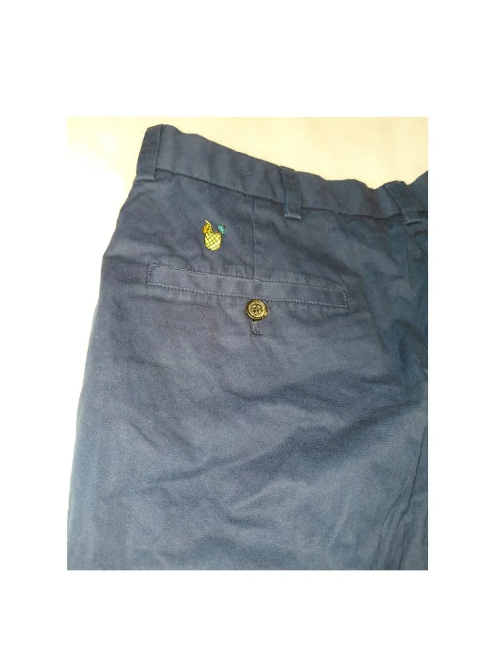 Brooks Brothers Navy Blue Chino Pineapple Embroidered Men's Shorts 34
